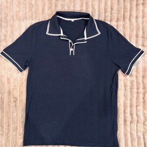 Men's Navy Polo with White Contrast Trim
